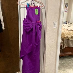 Victor Costa royal purple and hot pink dress